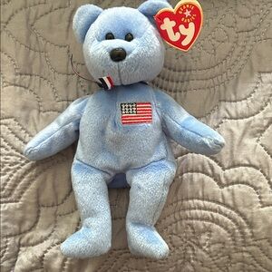 Ty Beanie Baby Bear God Bless America Sep 11 2001 American Red Cross rare